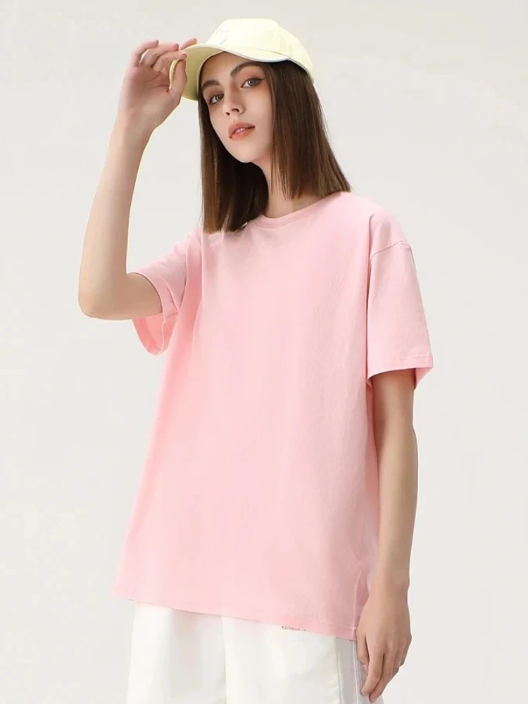 Female Dark Green Loose Fit Casual Soft Tees 2026 Summer New Women Solid Cotton T Shirts Unisex Short Sleeve Tops