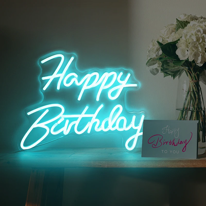 Happy Birthday Neon Sign 42x30cm Light Sign For Birthday Party Decoration Usb Powered for Baby Kids Gift Custom Led Light Sign