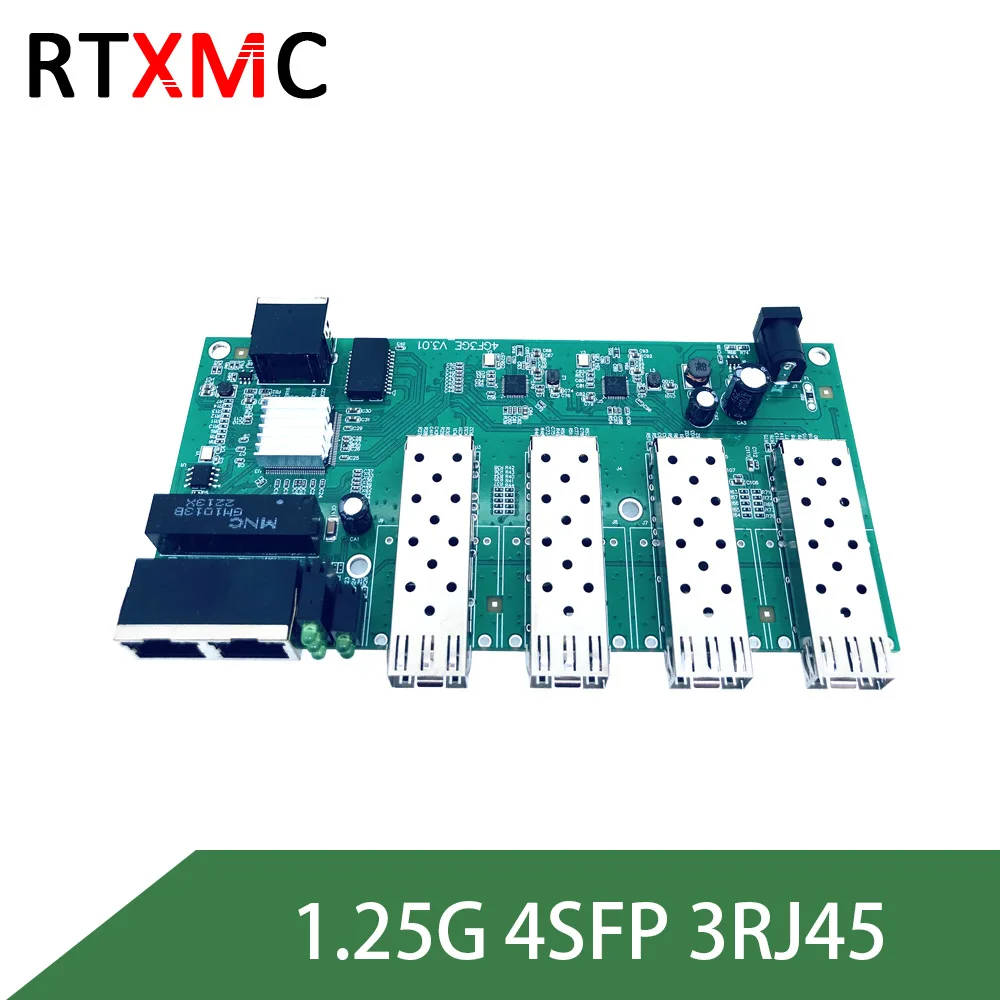 Gigabit SFP Switch PCB Board 4 SFP Slot 3 RJ45 10/100/1000M Ethernet Media Converter 4F3E for CCTV IP Camera FTTH