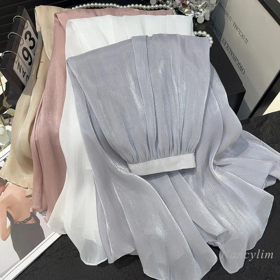 

Temperament Chiffon Skirt for Women Slimming Large Hem Umbrella Skirt Summer New High-Grade High Waist A- Line Skirts 2024