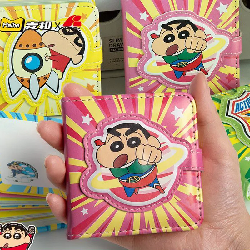 

New Kawaii Anime Crayon Shin-Chan Notebook Square Magnetic Buckle Color Page Notebook For Students Cartoon Ins Gift For Girls