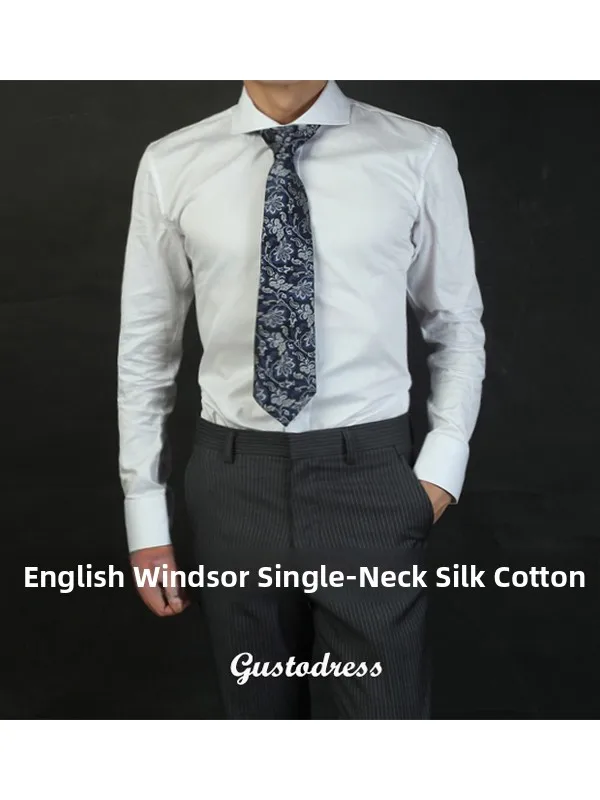 

Ele Wior Collar Handmade Long Sve Men's irt Comfortable Cotton Pure White Busin Casual Faion Spring 2024