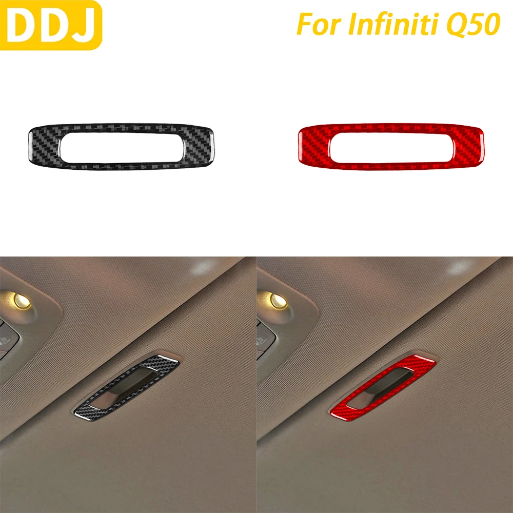 For Infiniti Q50 2014-2020 Car Accessories Carbon Fiber Roof Sunroof Handle Panel Decorative Cover Interior Decoration Sticker