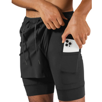 2-in-1 Men's Performance Running Shorts - Moisture-Wicking, Compression Support With Secure Zipper Pocket For Gym & Training