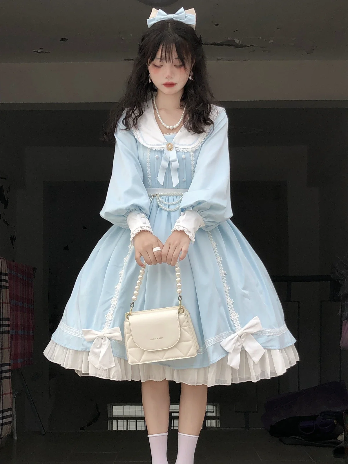 

Harajuku Op Daily Girl Elegant Lolita Dress Navy Collar Long Sleeve Cla Series Spring And Autumn Tea Party Birthday Gift 2025
