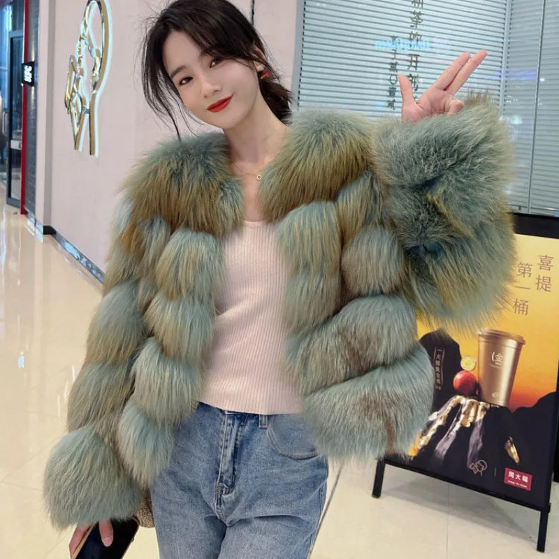 Imitation Fox Fur Jacket Women's Overcoat New Autumn Winter Warm Parker Coat Fashion Loose Luxury Long Mao Mao Fur  oat Outwear