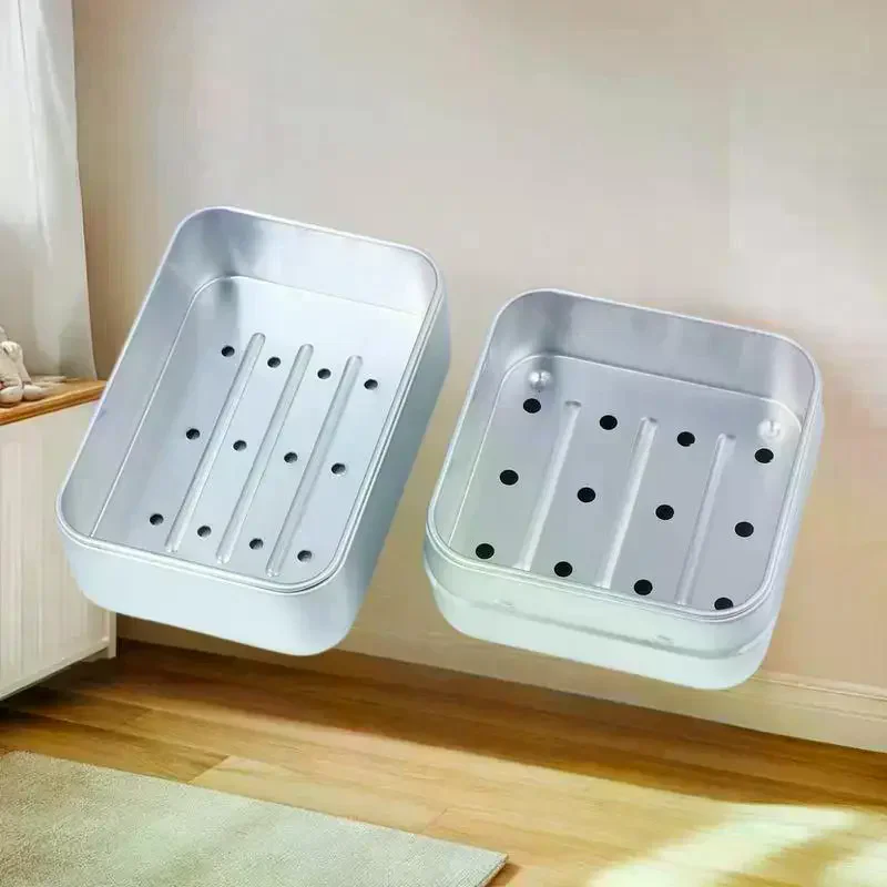 

Мыльница для ванной комнаты, алюминиевая квадратная тарелка с крышкой для дома и путешествий