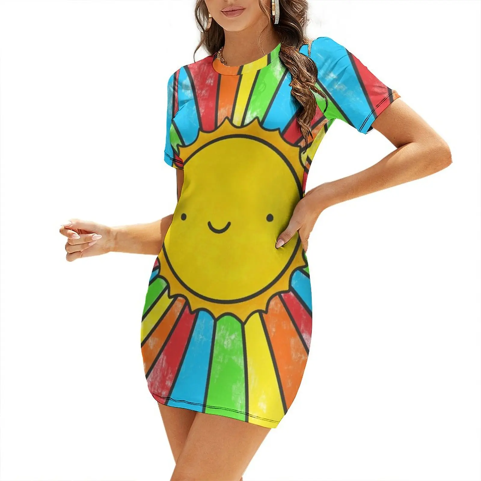 

Radiate Positivity Short Sleeved Dress Women's summer long dress women's evening dresses 2025 Dress