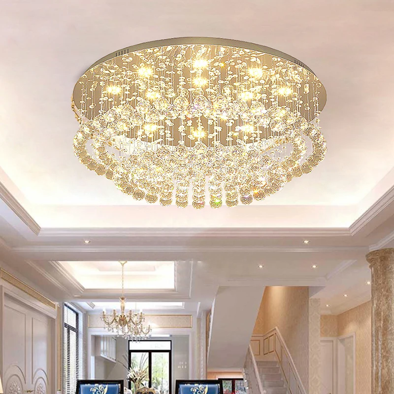 Rectangle Ceiling Lights New Lamps Modern LED Dimmable Lighting for Living Room Decor Crystal Ball Lustre Luxury Home Decoration