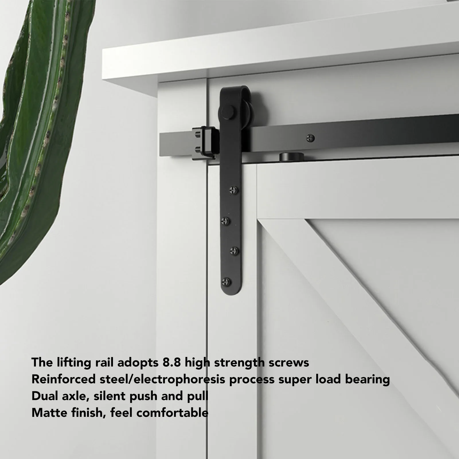 

Комплект направляющих для дверей сарая, углеродистая сталь, простая установка, широкая применимость, комплект шкивов для двери сарая, тихие направляющие для шкафа