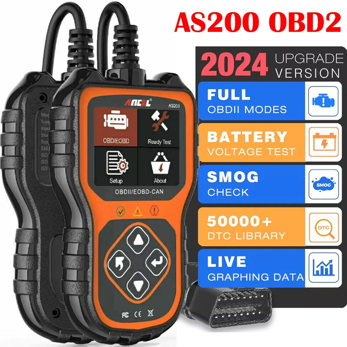 

AS200 OBD2 сканер автомобильный диагностический инструмент многоязычный считыватель кодов ODB2 проверка двигателя автомобильный сканер