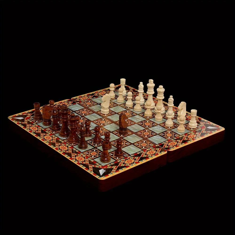 

Three in One 40CM Large-sized Solid Wood International Chess Standard Version Competition Level Tabletop Puzzle Game