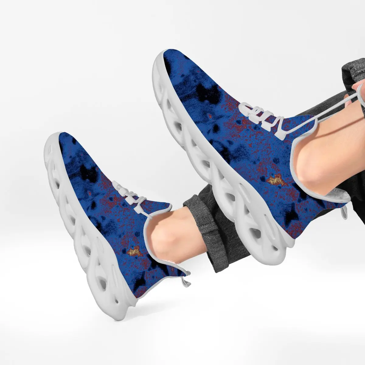 Jungen-Turnschuhe für Mädchen, atmungsaktive Sportschuhe, mit Fleece gefüttert, blau, rot, schwarz, Kunstmuster, lässige weiße Turnschuhe mit klobiger Sohle