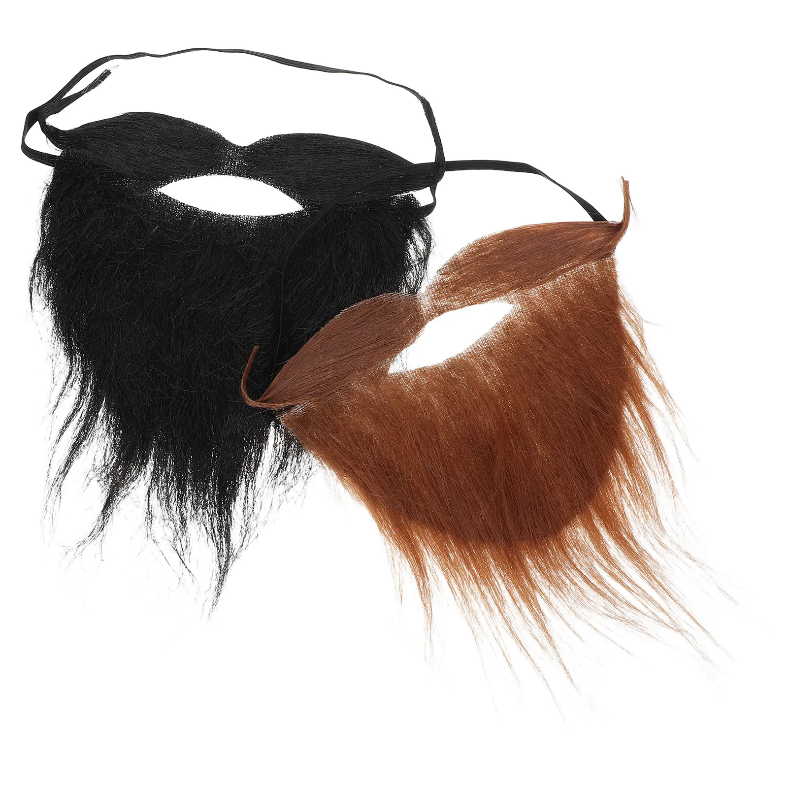 2 szt. Sztuczne brody na imprezę, lekkie sztuczne brody i wąsy na kostium na Halloween, realistyczne akcesoria do brody dla mężczyzn, brązowe, czarne