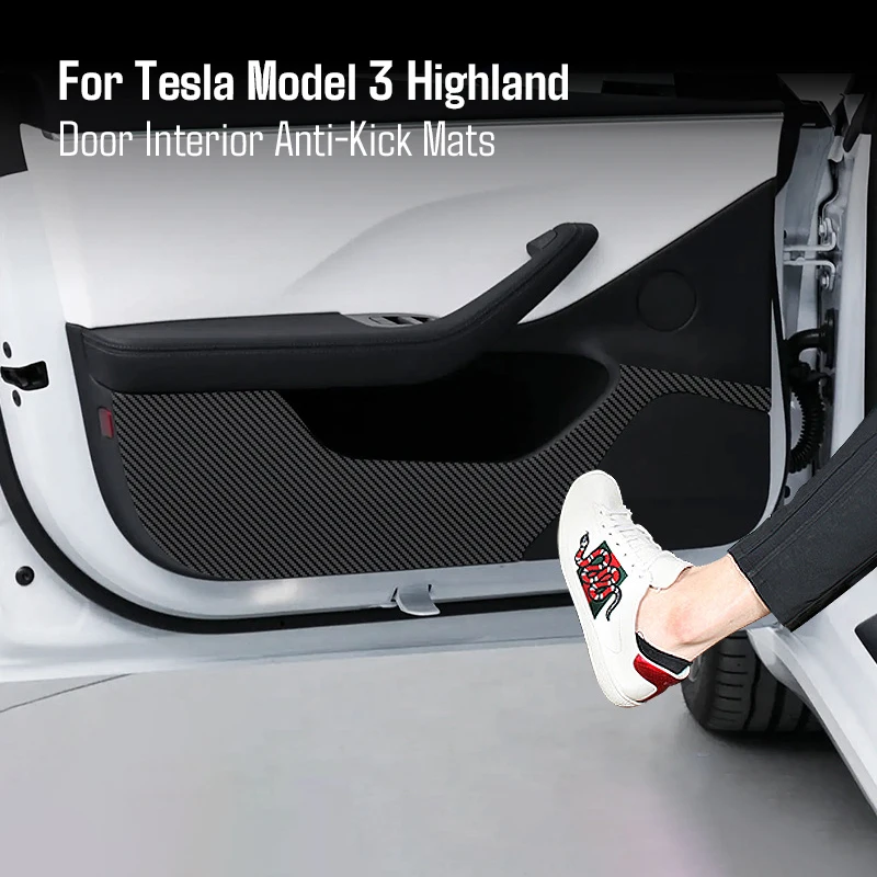 

4 шт., кожаная защитная наклейка на дверь автомобиля для Tesla Model 3 Highland 2024, аксессуары для внутренней отделки