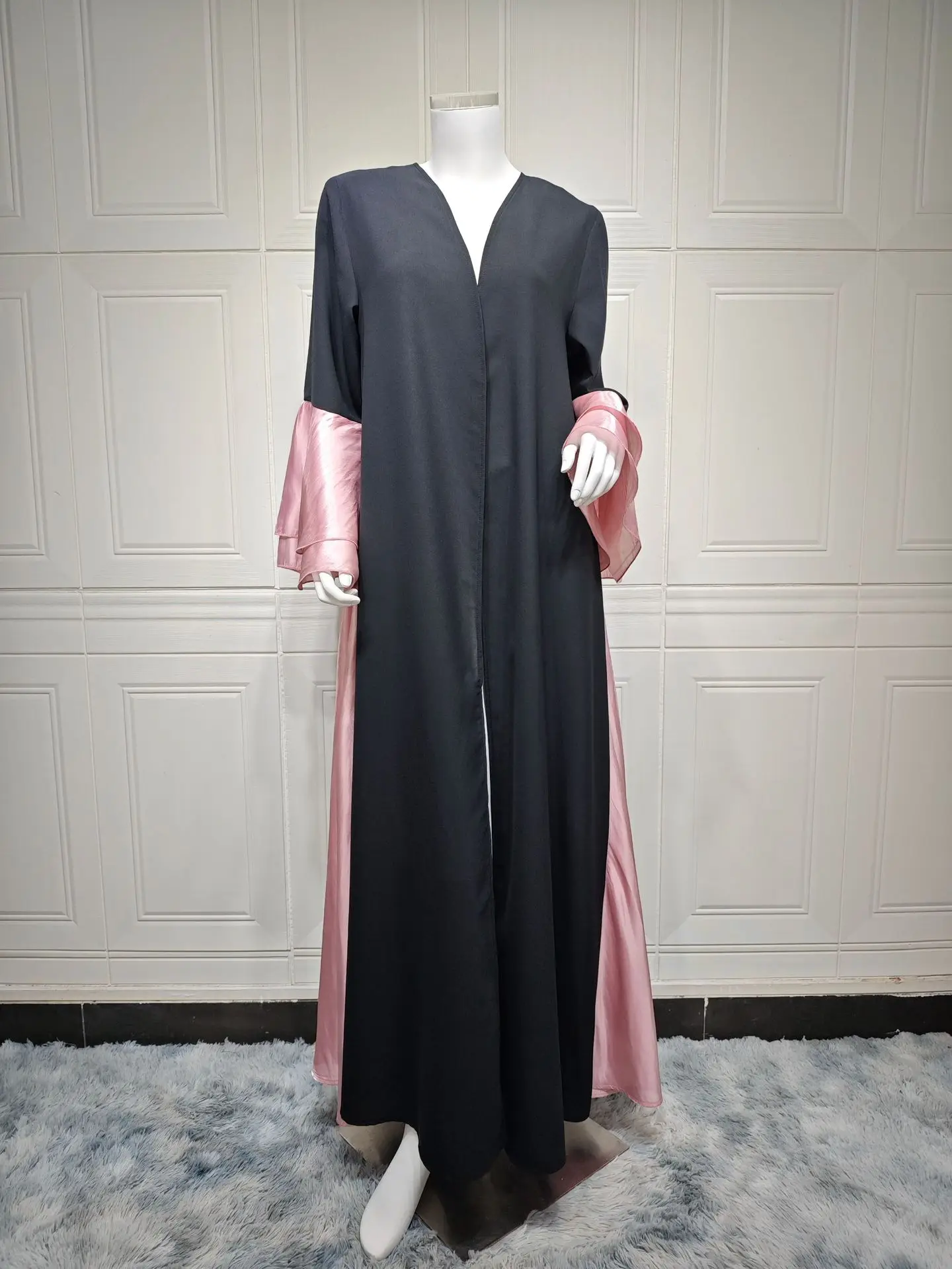 Ruffle Sleeve Eid Muslim Silky Abaya for Women Dresses Jalabiya Satin Long Robe Ramadan Morocco Dubai Abayas Kaftan Vestidos