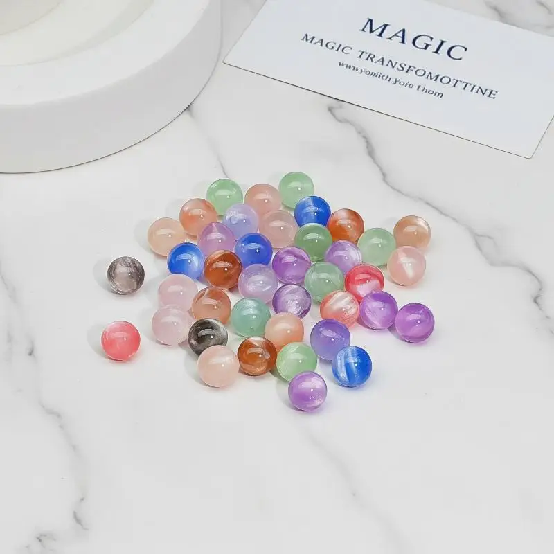 UV Reactive Resin Cat Eye Beads 10Pcs 10mm Unique Effect for DIY Necklace Bracelet Earring Jewelry Making Craft Supplies
