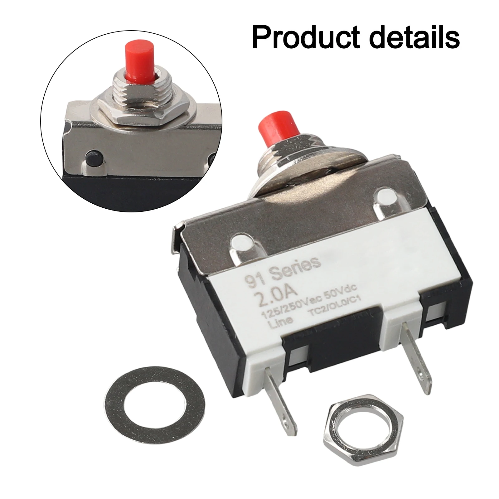 Manual for reset Overcurrent Thermal Switch 2A for Circuit Breaker for protection in Electrical Devices Rated at 125/250VAC and