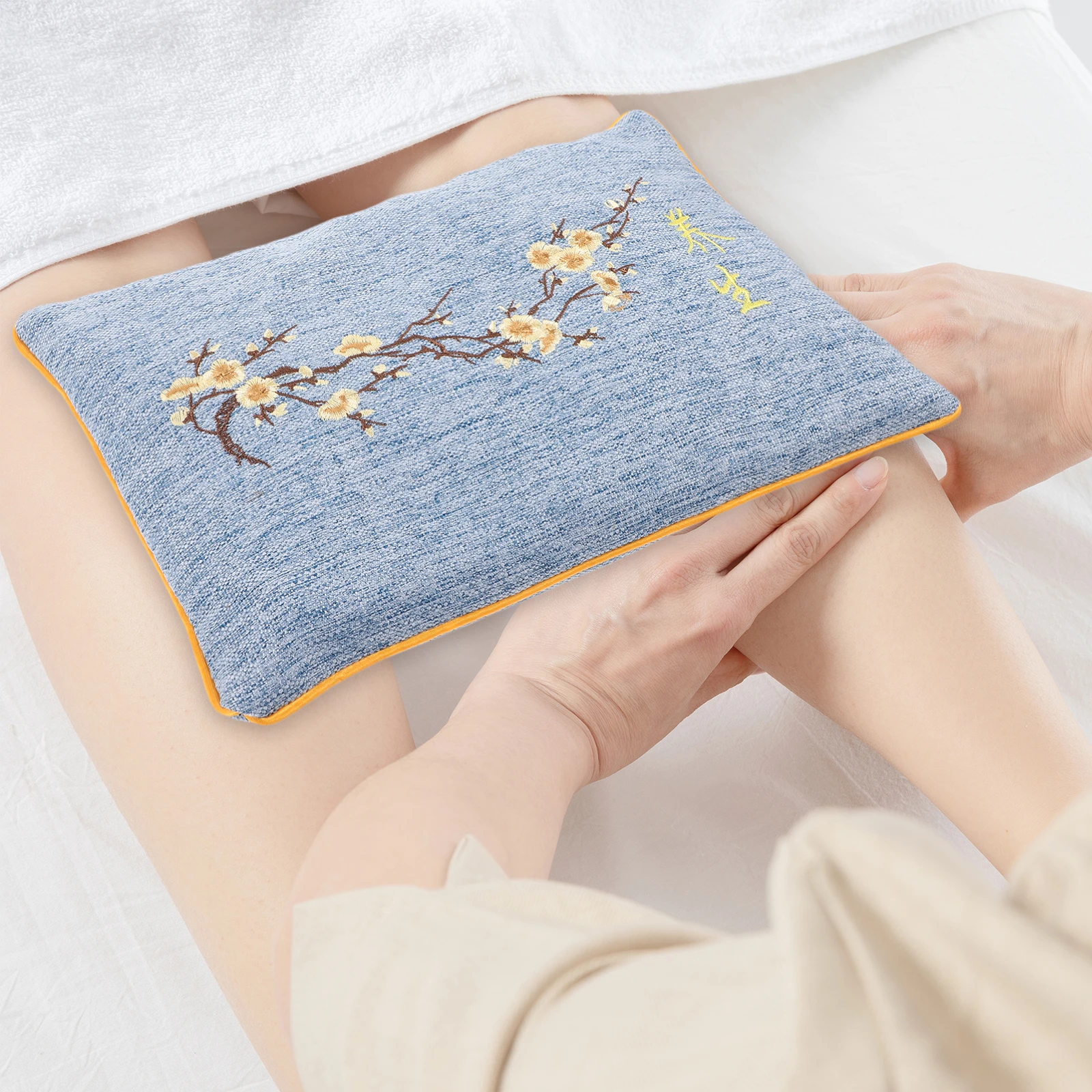 Hot Reusable Microwave Heating Pad Shoulder Neck Wrap Sea Salt Therapy Pack Muscle Pain Relief Cotton Linen Blue Massage