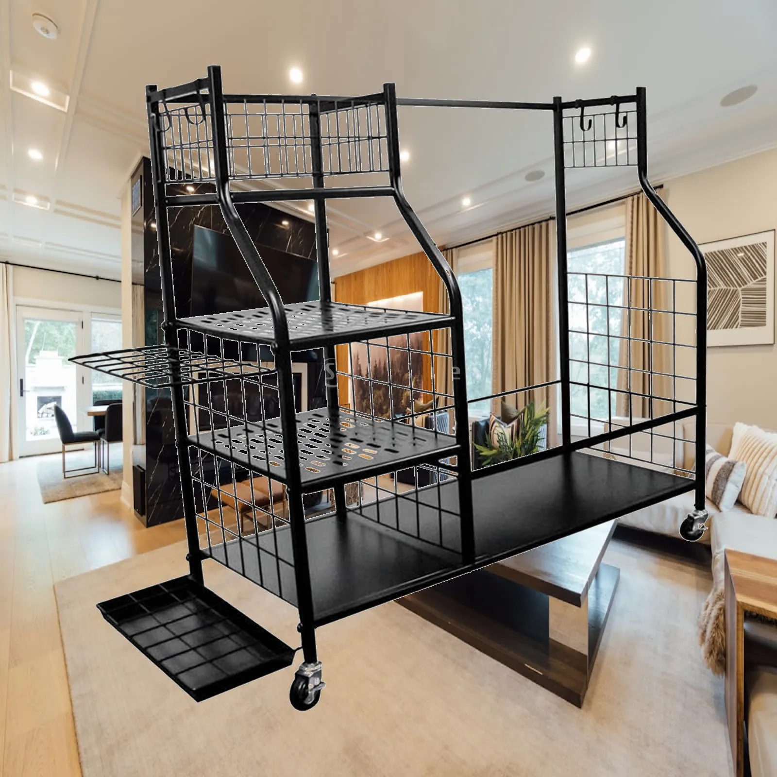Multi Capacity Golf Storage Rack with Removable Side Organizer for Garage Shed Indoor Outdoor Accessories