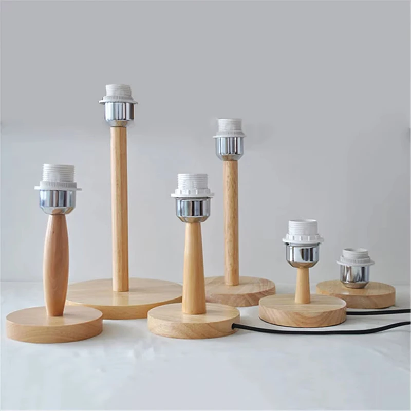 

Circular Solid Wooden Base Holder with Cord On Off Switch for Table Lamp,plug In E27 Lamp Bedside Lamp Holder for Home Lighting