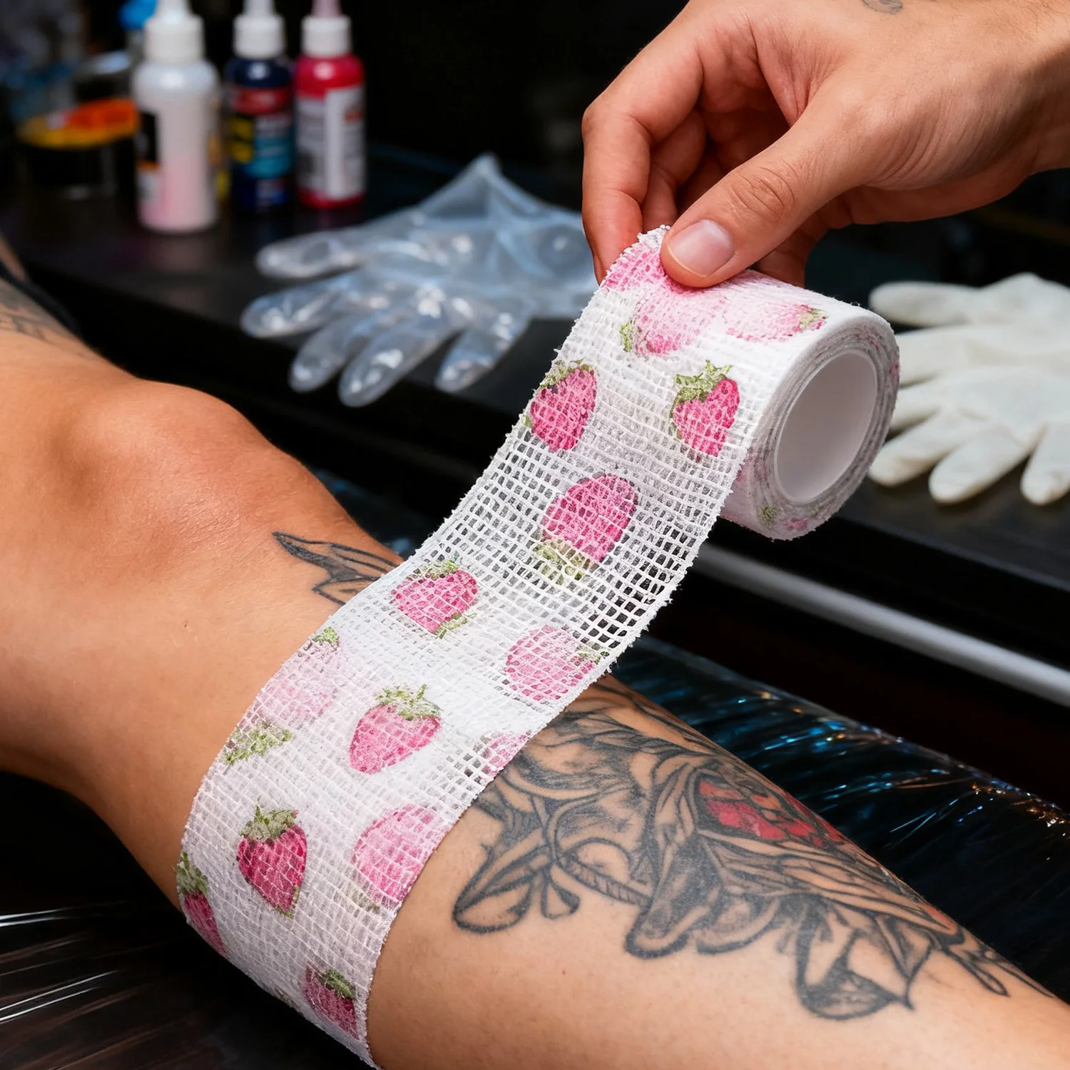 5cm*4.5m Tattoo Machine Bandage Colorful Athletic Wrap Tape Self Adhesive Elastic Bandage Sports Protector Wrist Finger Ankle