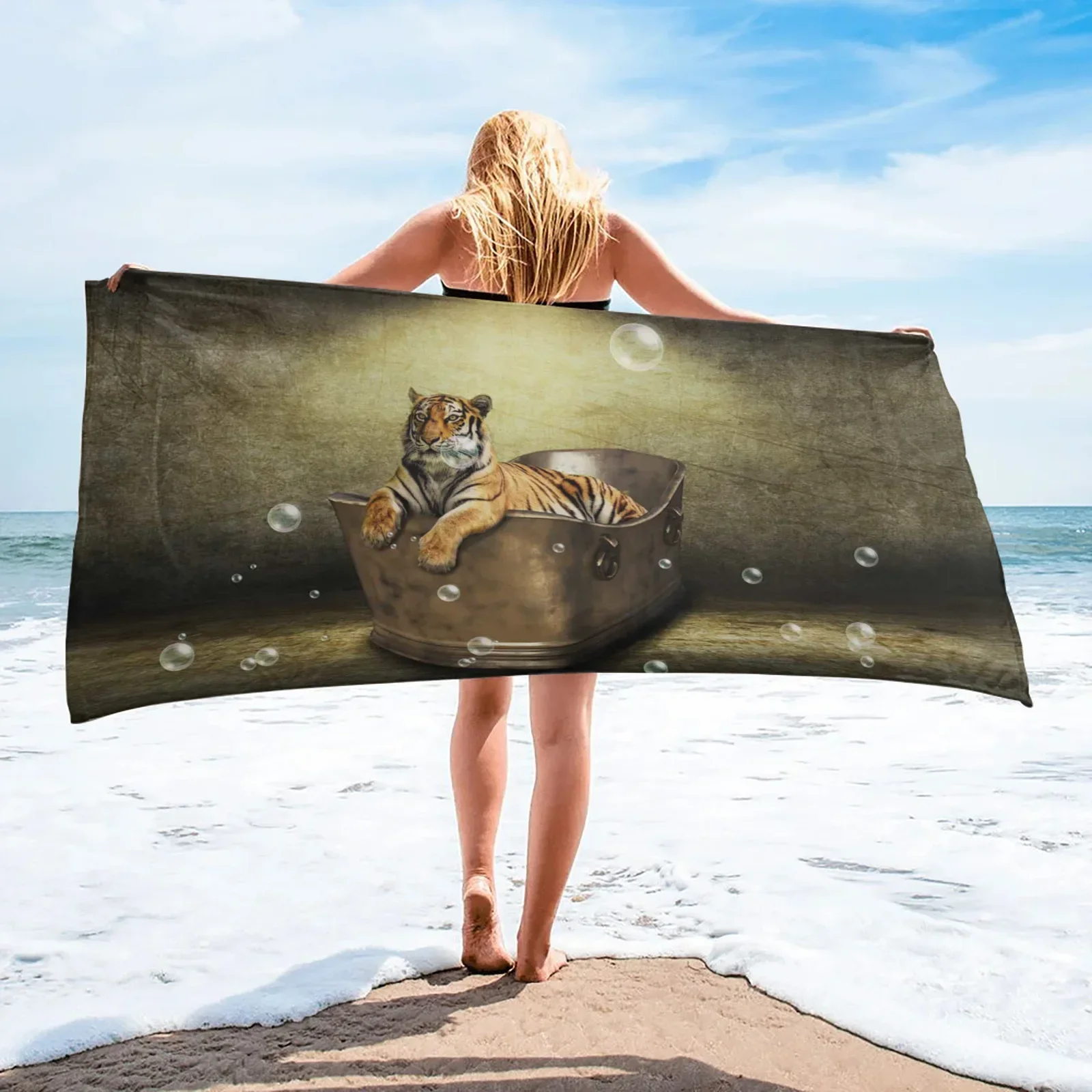 Tiger Beach Towel Microfiber Bath Towel Quick Dry Fitness Spa Towels For Adult Sports Swimming Camping Yoga Mat Bikini Cover Up