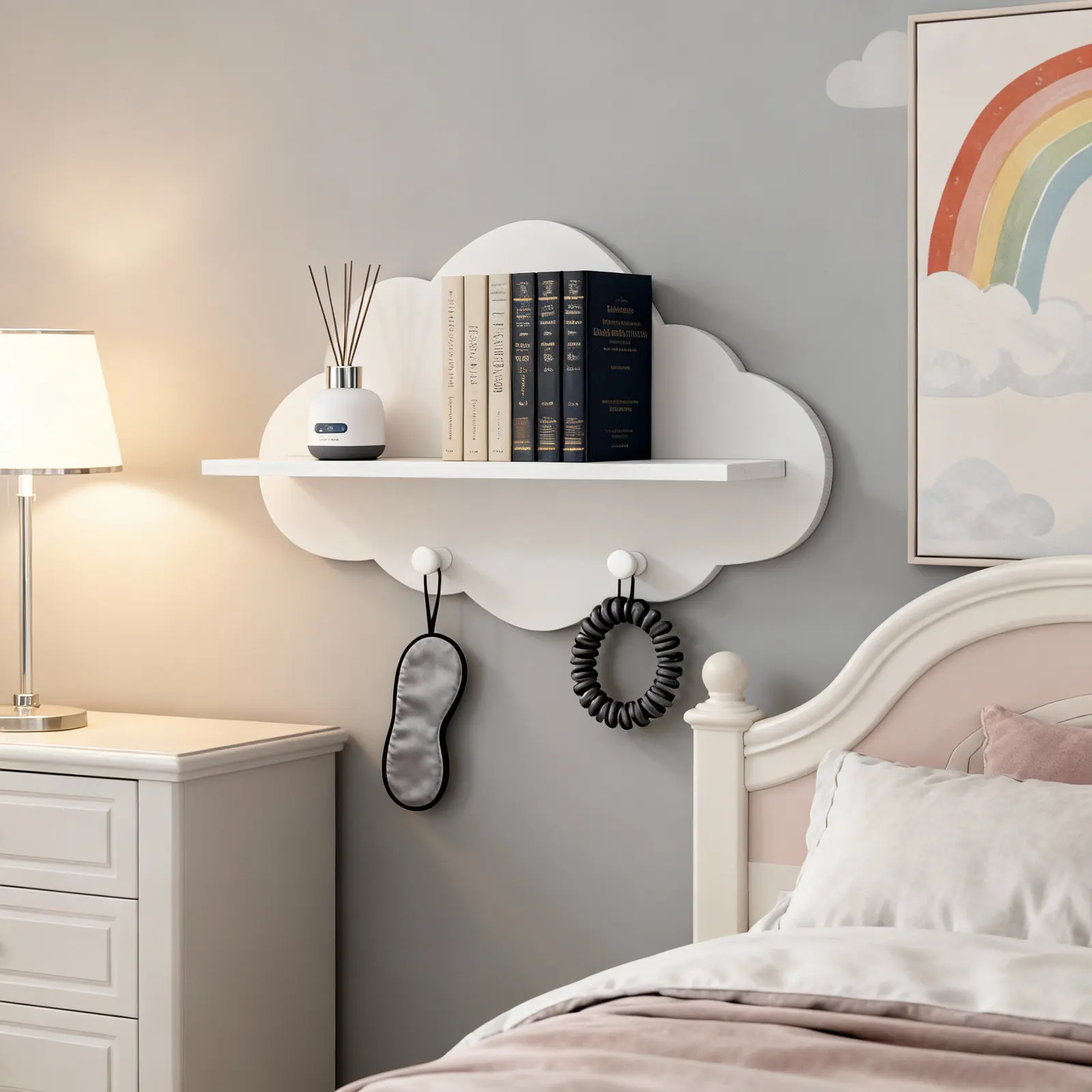 1Pcs Cloud Shape Wooden Floating Shelf Wall Mounted Storage Shelf for Living Room Bedroom Kitchen Bathroom Home Decor Heavy Duty