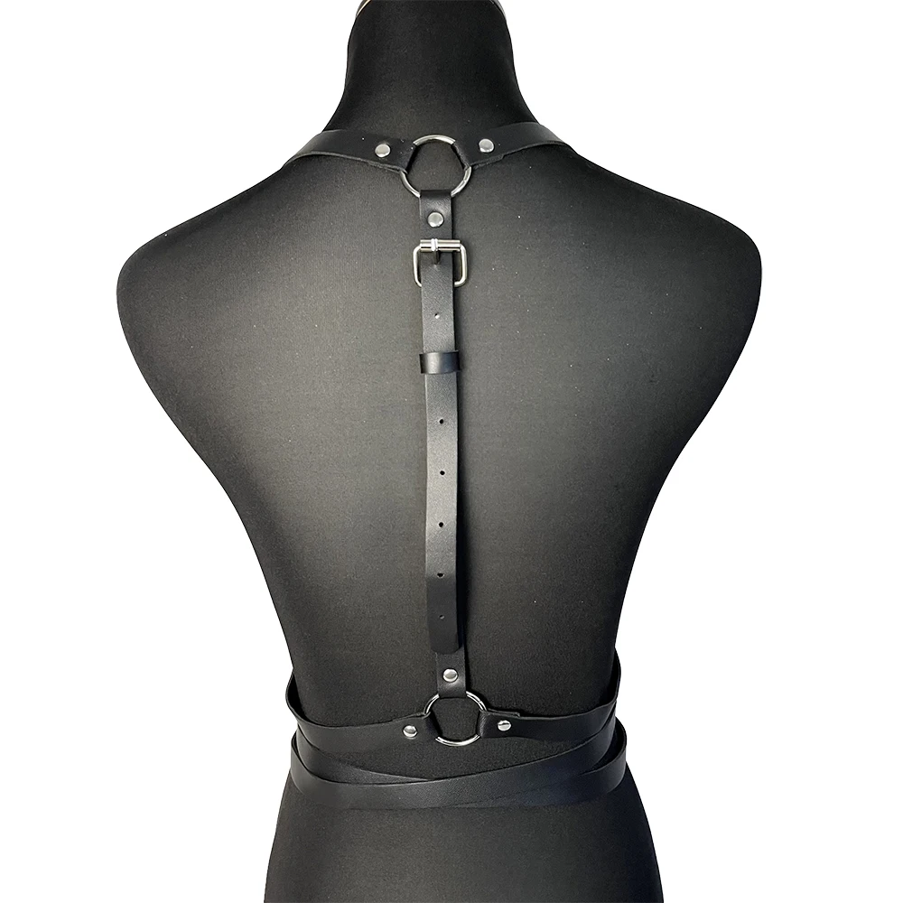 Imbracatura per il corpo BDSM Lingerie in pelle Abbigliamento fetish Intimo per donna Imbracatura per il petto Reggiseno rave erotico Cinture per spada Abiti gotici