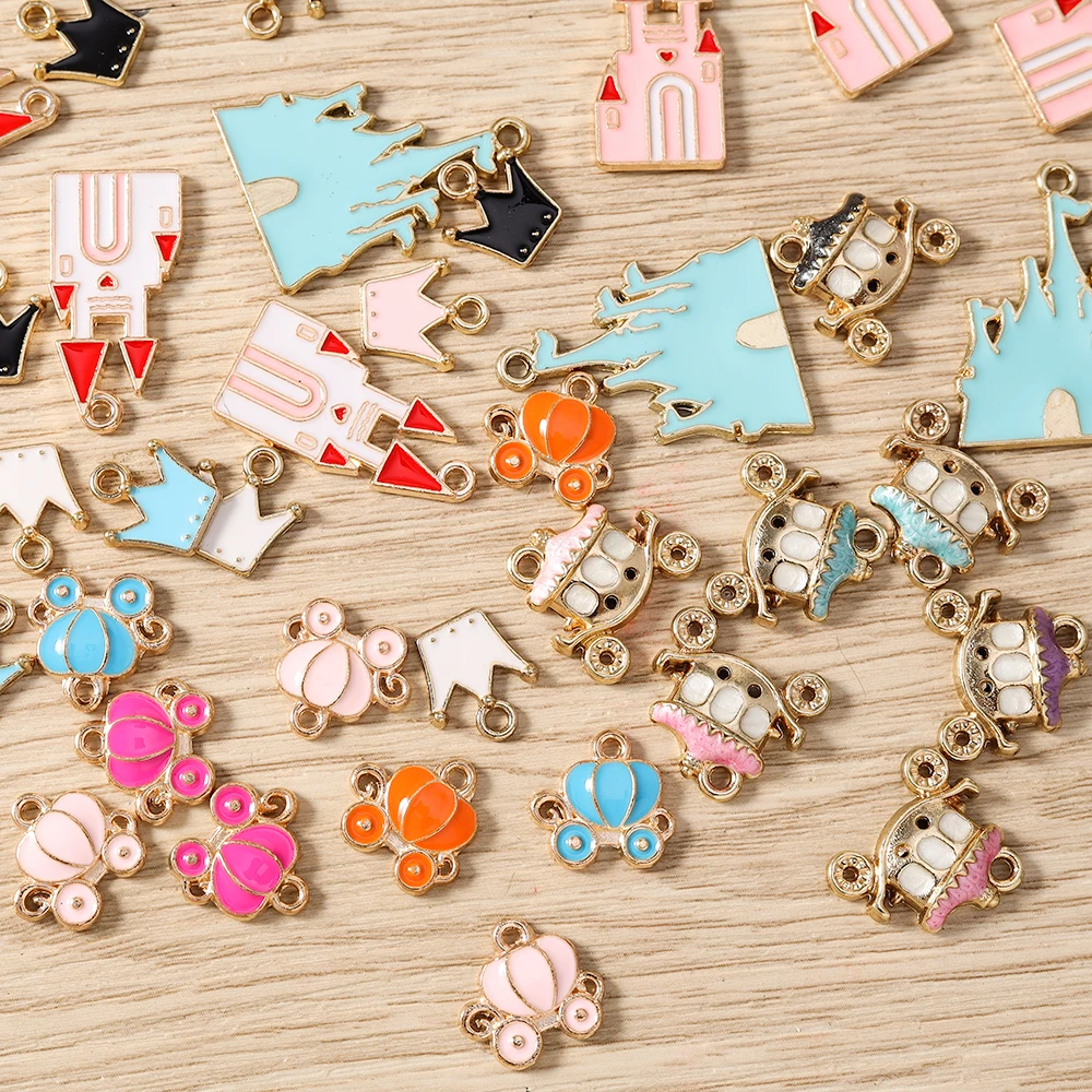 Tusember 20 Stück niedliche Emaille-Anhänger mit Cartoon-Motiv, Prinzessin, Kürbis, Kutsche, für DIY-Ohrringe, Armbänder und Schmuckherstellung – Detail 4