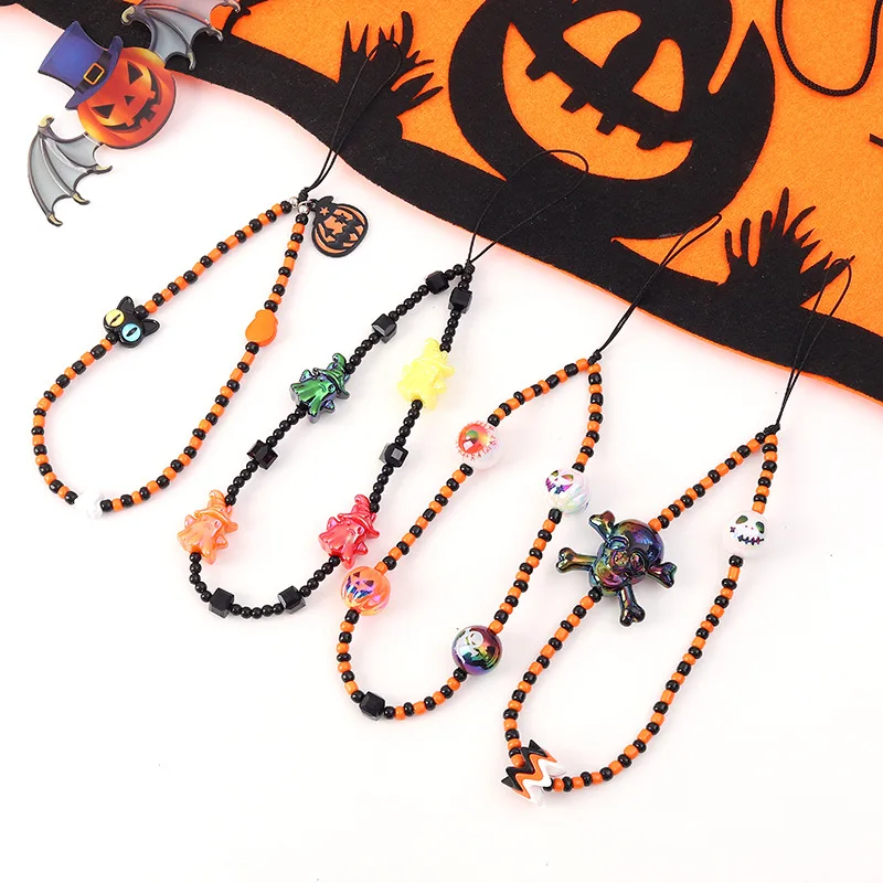 

New cartoon ghost head skull halloween mobile phone chain ccd camera chain pendant accessories mobile phone lanyard