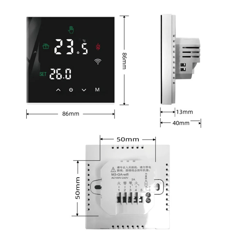 Seasonal Heating Control Mobile Remote Thermostat Heated Floor Controller 86 86mm Child Lock Feature For AIexa