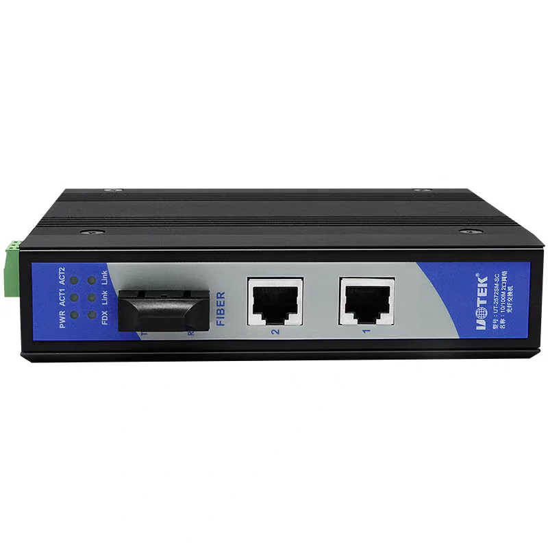 Yutai UT-2572SM Single Mode One Optical Two Electric Rail Unmanaged Ethernet Switching Optical Transceiver
