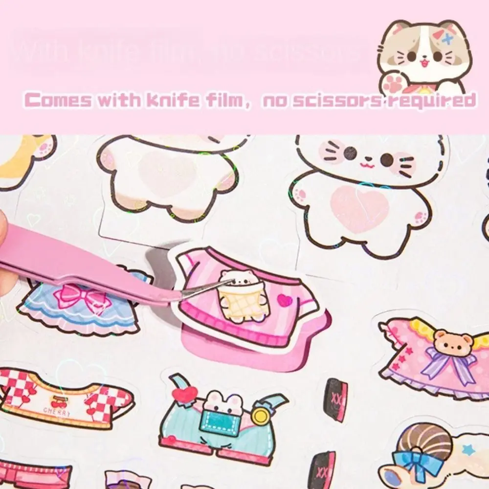 New Design DIY Dress up Toy Rice Cat Theme Crop Free Handmade Diy Toys Handmade Craft Puzzle Style Sticker Games Quiet Book