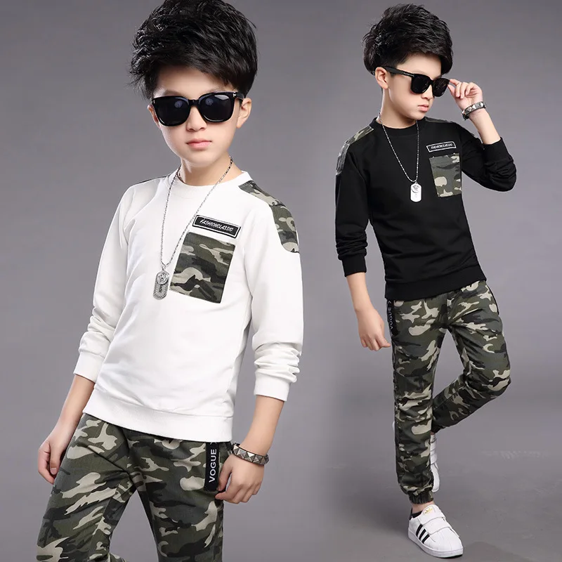 Kids Spring Autumn Leisure Cartoon Letter Print 2pcs Hoodie+Jogging Pants Tracksuits 2-13 Years Boys Outfits Clothes Sets