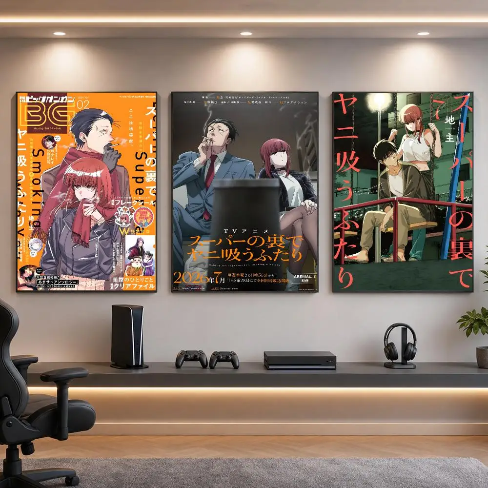 Manga Romance S-Smoking Behind the Supermarket Poster HD Removable Wall Art Gift Bedroom Lounge Dorm Office Gaming Cafe Bars