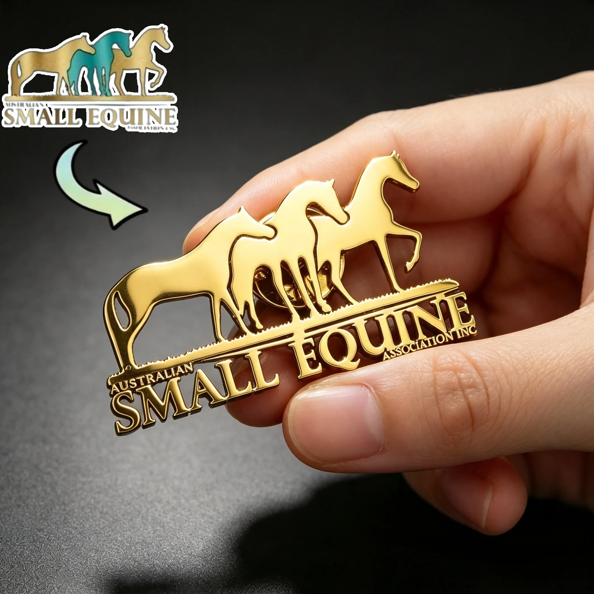 Custom Photo Logo Brooch Personalized Stainless Steel Badge Clothing Accessories Gift for Women Men Equestrian Lovers