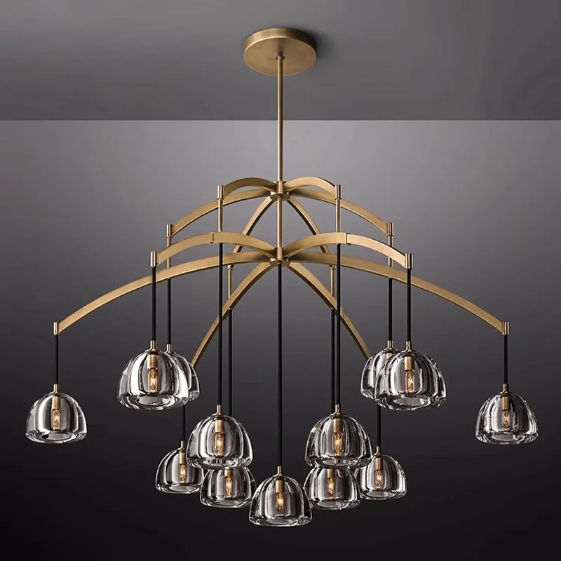 

Scandinavian LED ceiling chandelier for living room, black brass lustre Suitable for bar, hotel room decoration, crystal