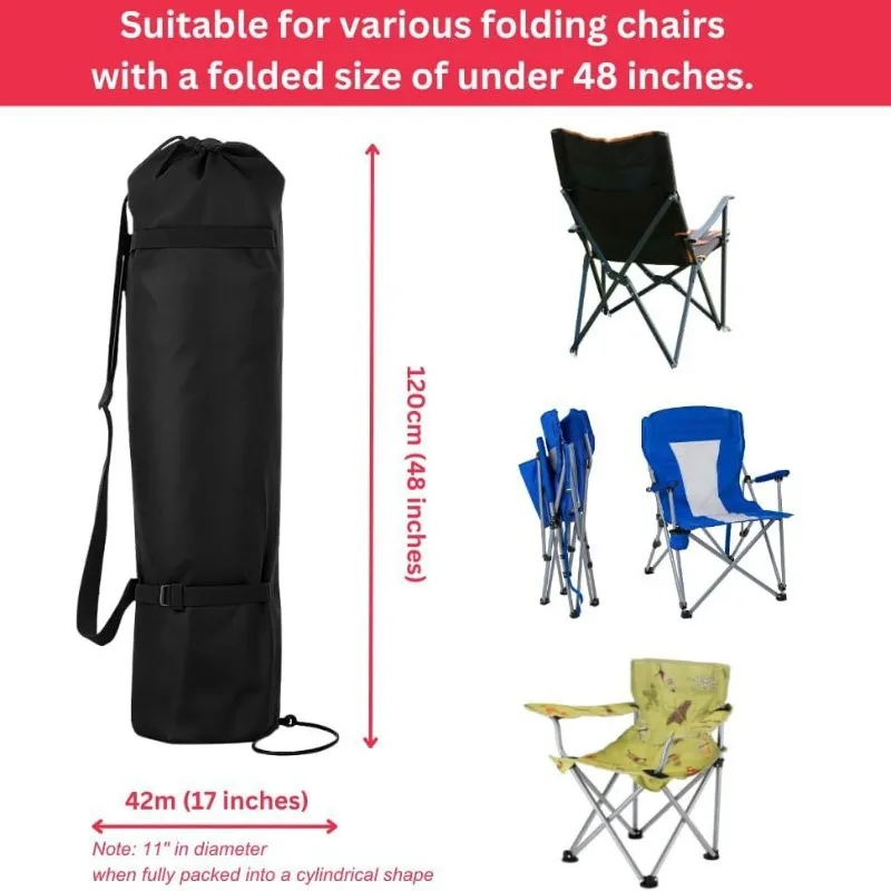 600D Oxford Folding Chair Storage Bag Waterproof Outdoor Camping Gear Bag Adjustable Shoulder Strap Drawstring Equipment Bag