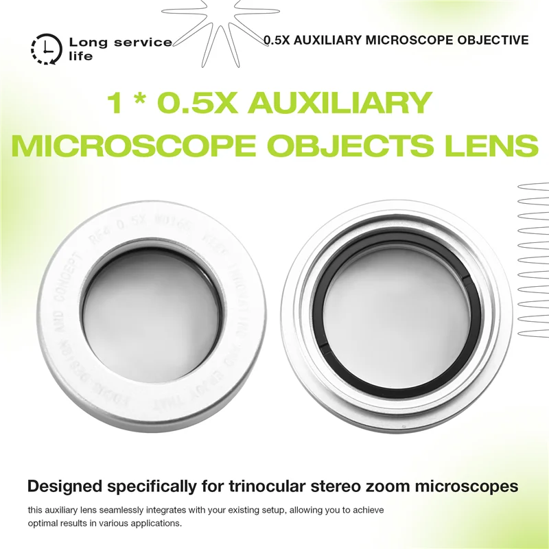 

SOFT-RF4 WD165 0.5X Auxiliary Microscope Objects Lens Fortrinocular Stereo Zoom Barlow Camera Glass Lens High-Quality