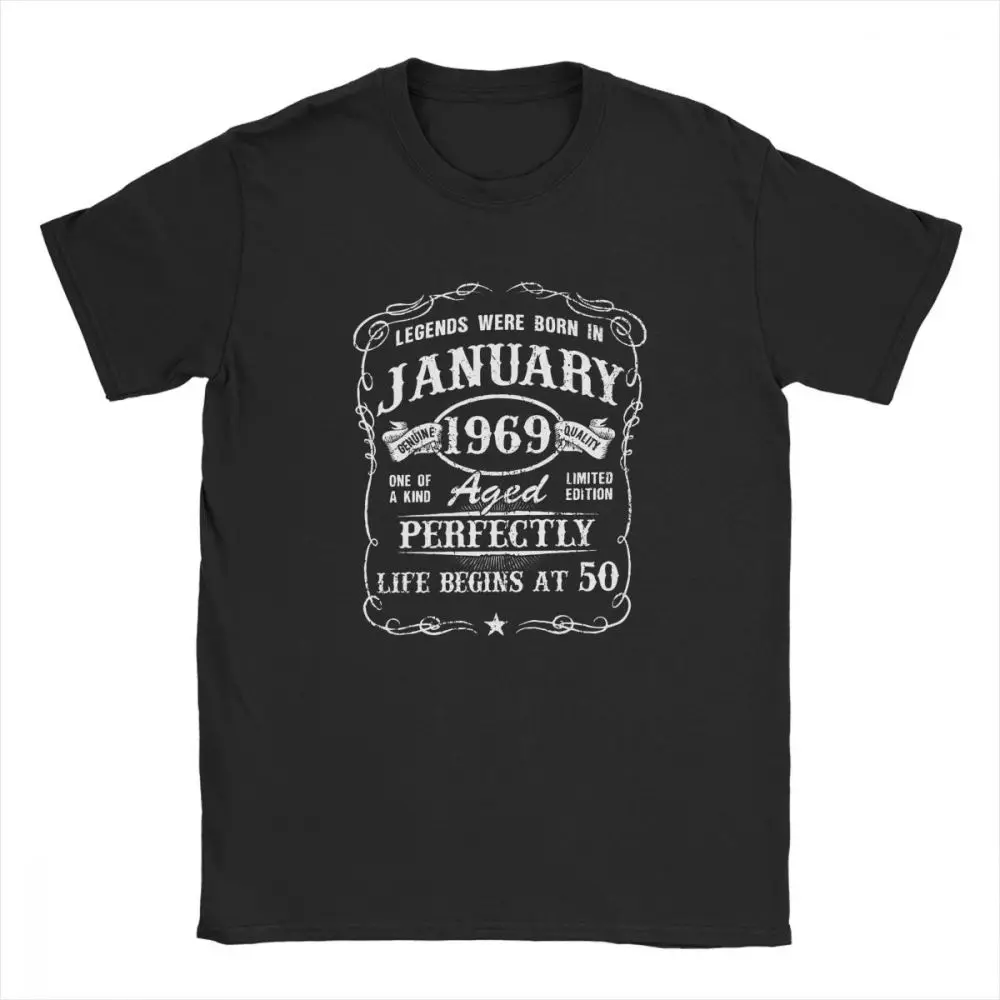 Men's T Shirt 100% Cotton T-Shirt Born In January 1969 50 Years Old 50th Birthday Gift Retro Clothes Original Tee Plus Size