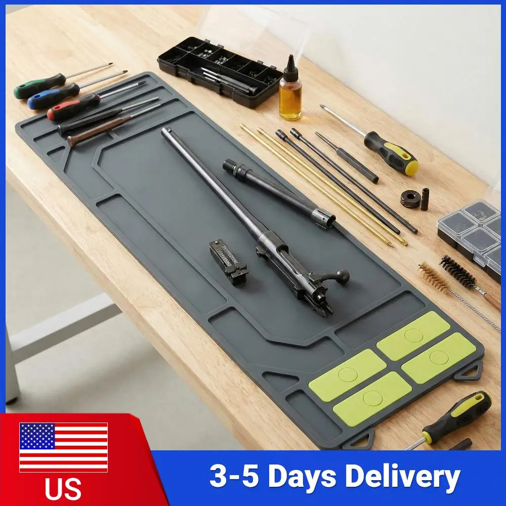

Anti-Slip Rubberized Workbench Mat 36x10inch with Organizer Parts Tray Protective Workbench Pad Extra Large for Pistol and Rifle