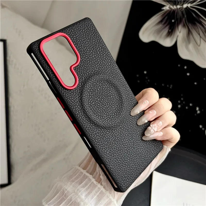 Case For ZTE Nubia Red Magic 11s 11 Pro Plus 11 Air Magnetic Lychee Pattern PU Leather Non-Slip Cover with Metal Camera Frame