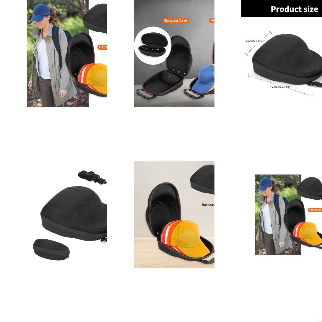 

K1KD Baseball Caps Organiser Hat Case with Sunglass Case Travel Caps Case for Travel