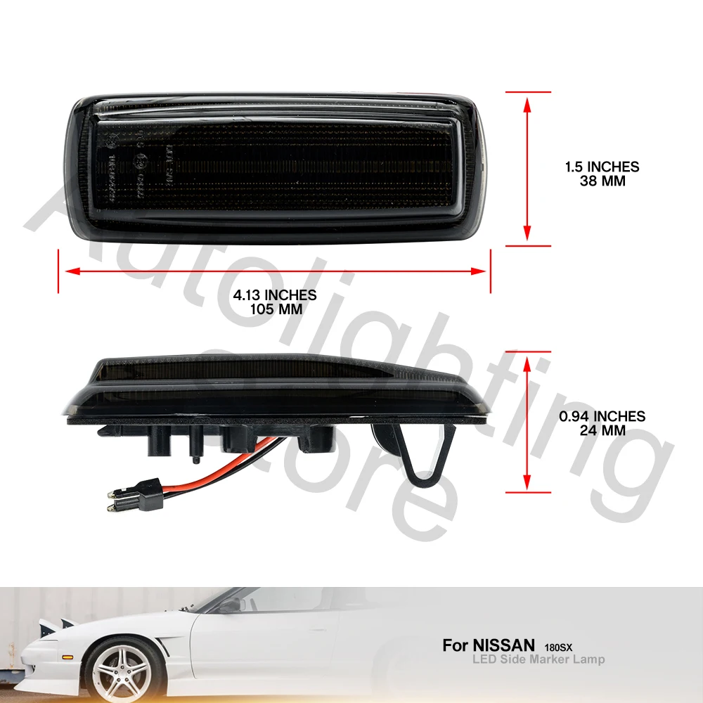2PCS smoke design front bumper turn signal light side marker light For Nissan 180SX JDM Spec 1989-1998 indicator light