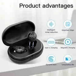 Portable Mini CIC Invisible Rechargeable  Ear Adjustable Hearing Aid For The Deaf Elderly People