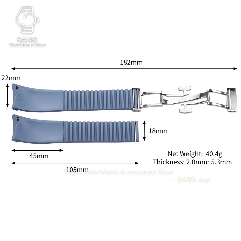 20mm 21mm 22mm Schnellverschluss Uhrenarmband mit gebogenem Ende, neues weiches FKM Fluorkautschuk Uhrenarmband, Herren Armband, universelles Sportarmband – Detail 2