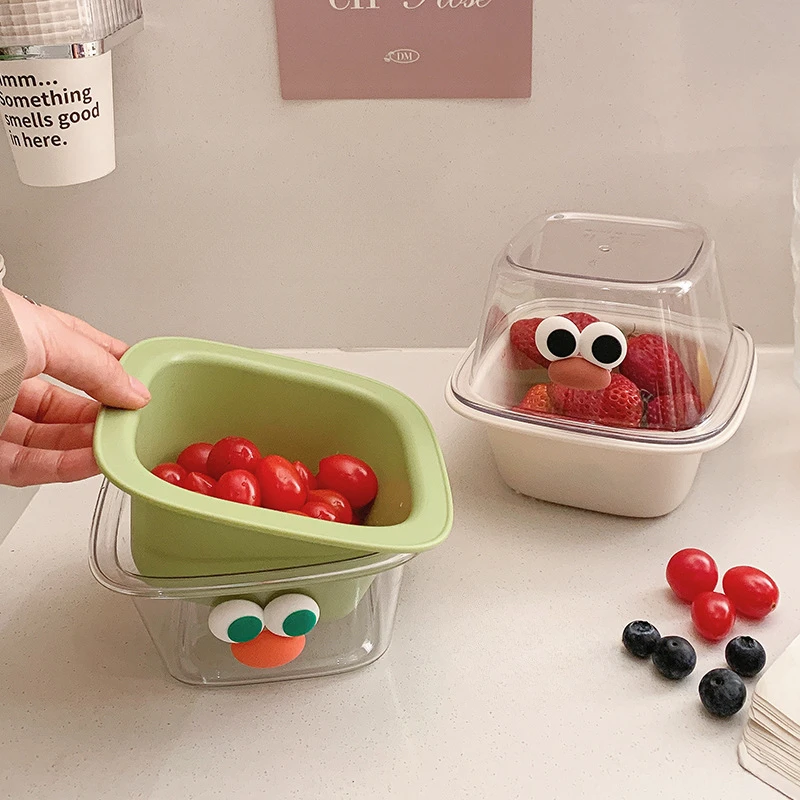 Creative Cute Thickened Double Layer Mini Drain Basket Multi-functional Household Fruit Snack Storage Basket Kitchen Accessories