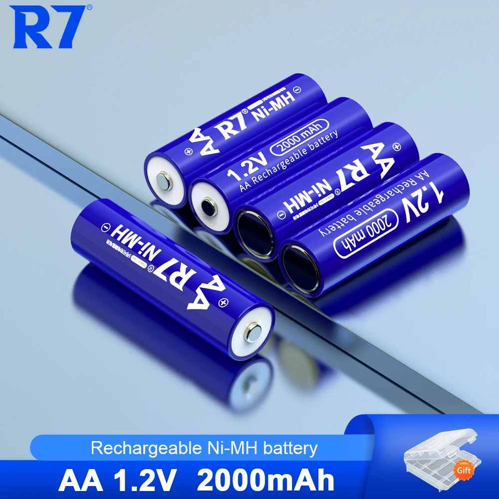 R7 2000mAh AA 1.2V Rechargeable Battery NI-MH aa Batteries for Toys Alarm clock, Green cell