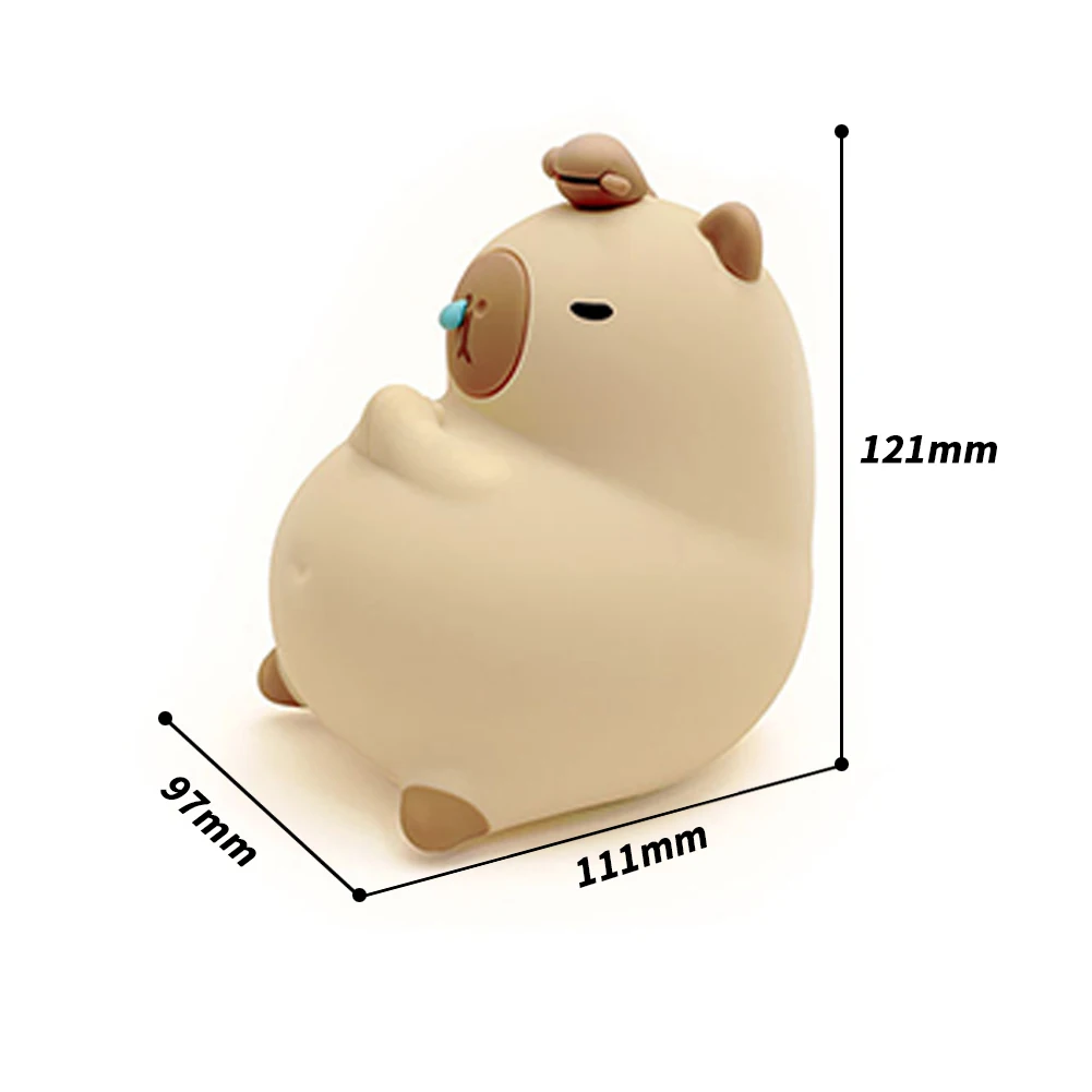 Capybara-Veilleuse aste en silicone, luminosité réglable, décoration d'éclairage, drôle, mignon, nouveau, 2024 W, 0.96